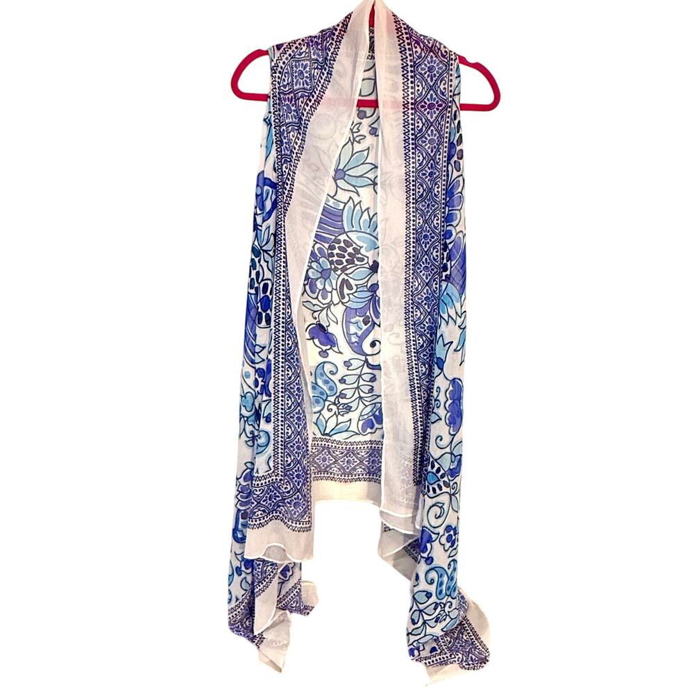 Theodora and Callum Blue Bird Mediterranean Scarf Shawl